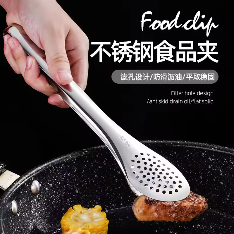 Anti Heat Bread Clip Kitchen Bakery Food Bread Thongs BBQ Tools Accessories Stainless Steel Food Tongs Cooking