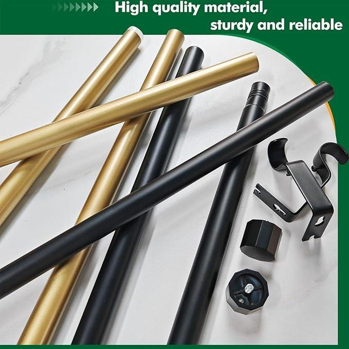 New Design Curtain Poles Wrap Around Art Deco Curtain Rod Pole Set Double Met