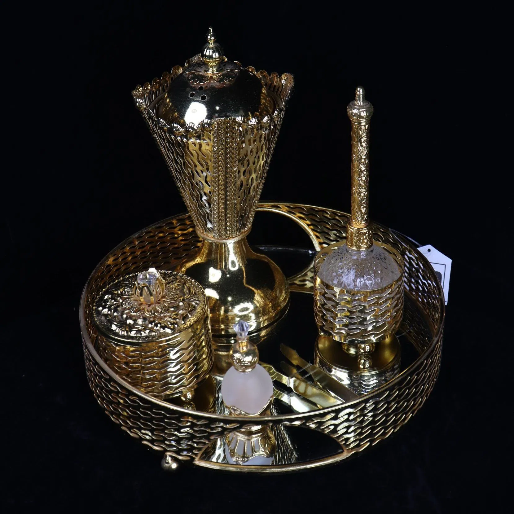 Elegant Dubai Metal Incense Burner Set with Iron Frame Decoration Burner Set