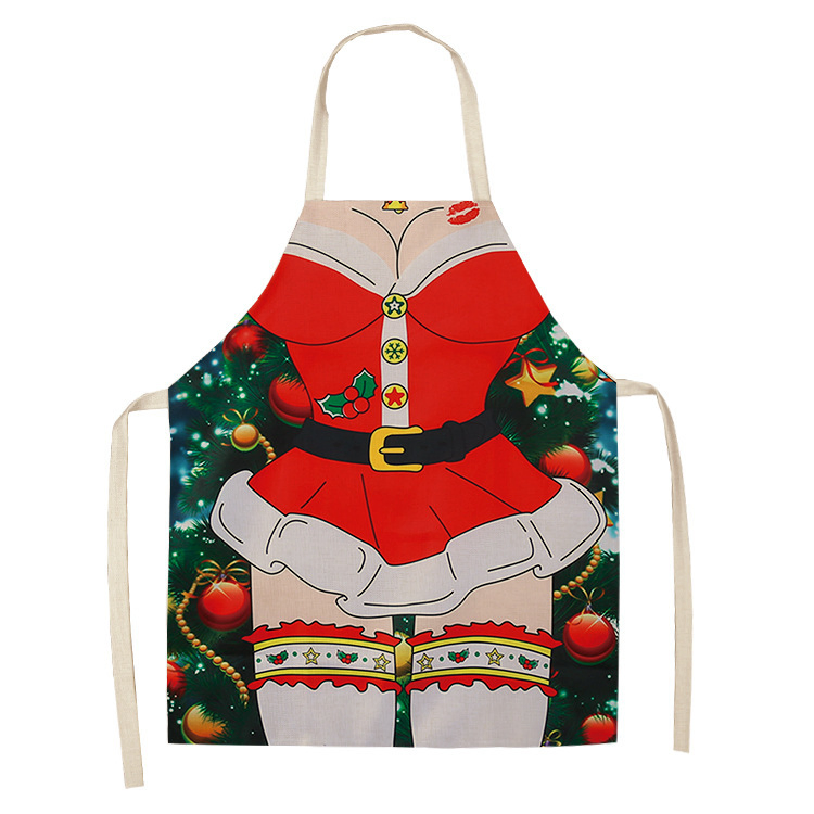 Cute Adjustable Kitchen Chef Bib BBQ Cooking Christmas Elf Apron for Adult
