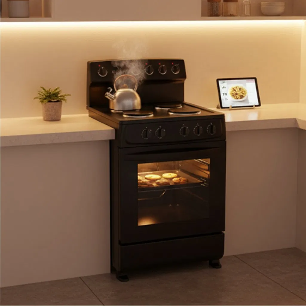 Versatile Black Electric Oven with Hotplate for Modern Kitchens
