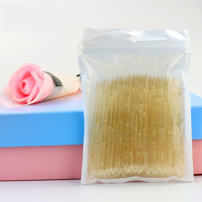 100PCS/Bag Crystal Cuticle Pusher Sticks Disposable Dead Skin Removal Manicure Pedicure Cuticle Cleaning Stick for Salon Use