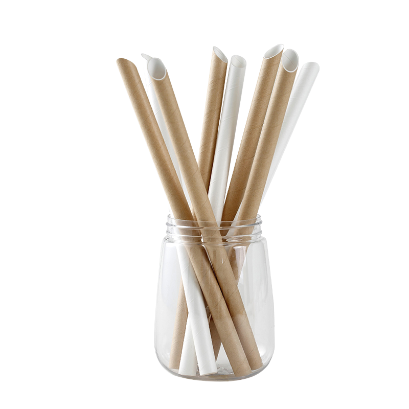 Eco-Friendly Disposable Kraft Paper Straws Biodegradable Bubble Tea Drinking Straws Individually Wrapped Juice Straws