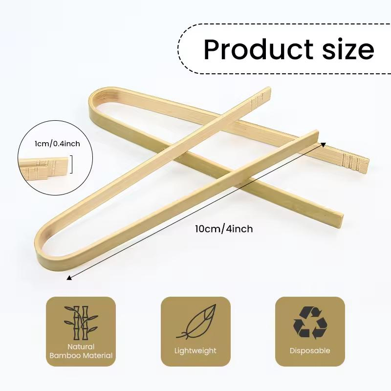 Naturally Eco-Friendly Bamboo Kitchen Utensils Cooking Toast Bread Pickles Gripper Bamboo Tea Tongs Wood Food Serving Clips