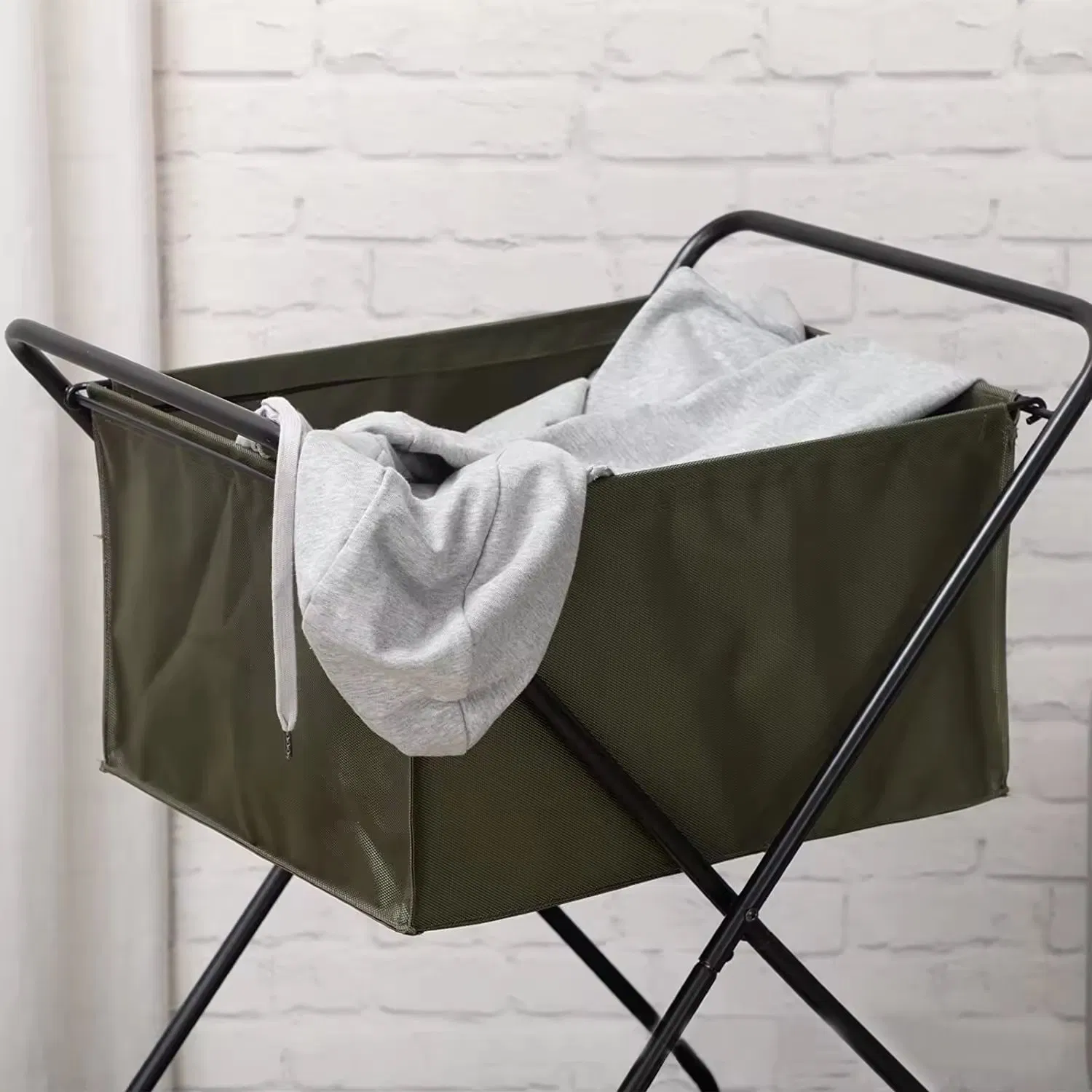 Customized Rectangle Rolling Canvas Hotel Home Laundry Cart Basket Hamper with Wheels