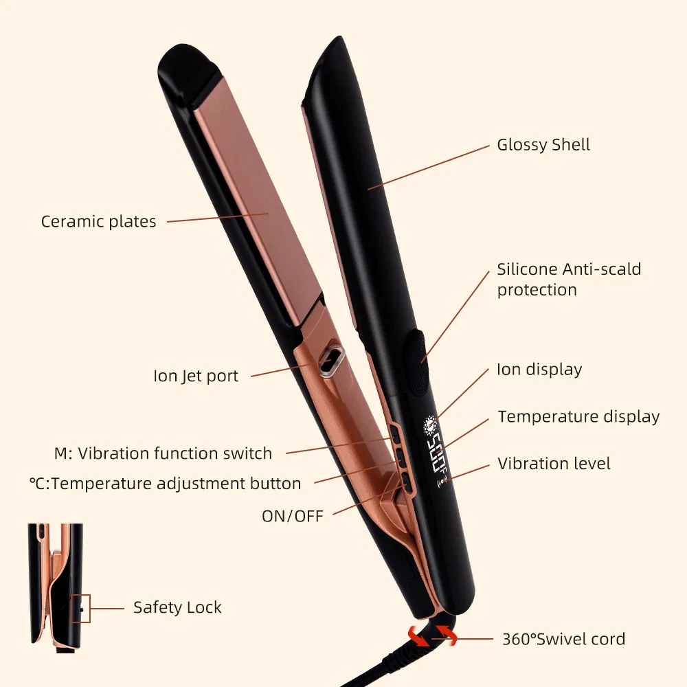 Professional Hair Straightener with Titanium Infused Ceramic Plates Flat Iron