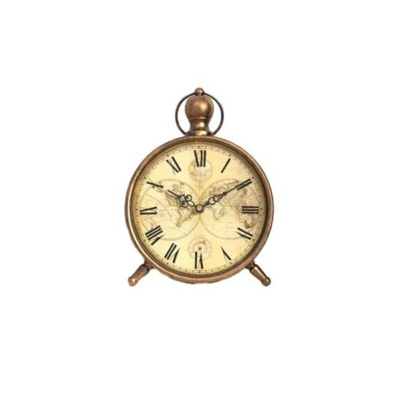 Wholesale Vintage Metal Table Silent Movement World Map Desiqn Classic Eleqant Rustic Bedroom Antique Style Clocks Home Decor