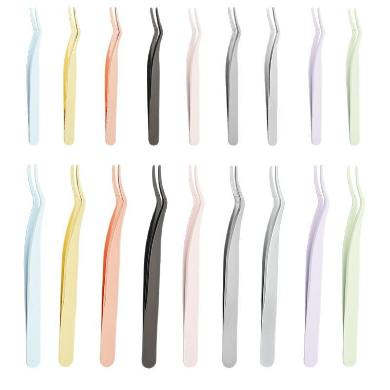 Custom Logo DIY Makeup cosmetic Beauty Tools Salon Stainless Steel Eyelash Tweezers