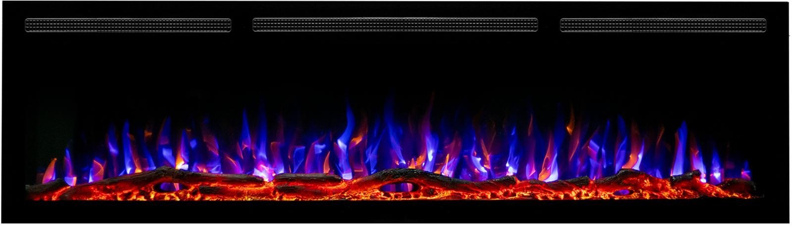High-Quality 72-Inch One-Sided Electric Fireplace with LED Flame Heated Steel Remote Control