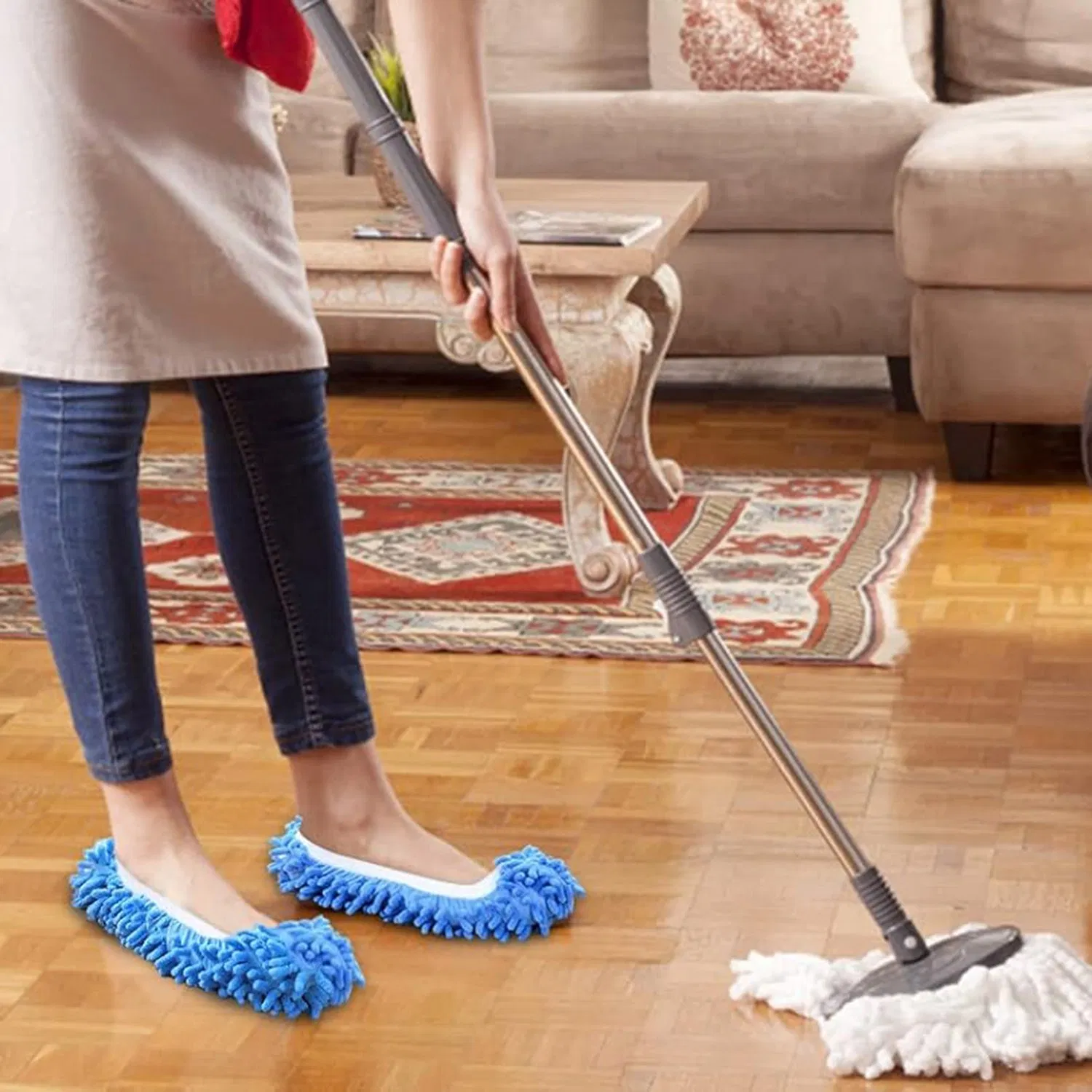 Chenille Slippers for Floor Cleaning Washable Shoes Cover