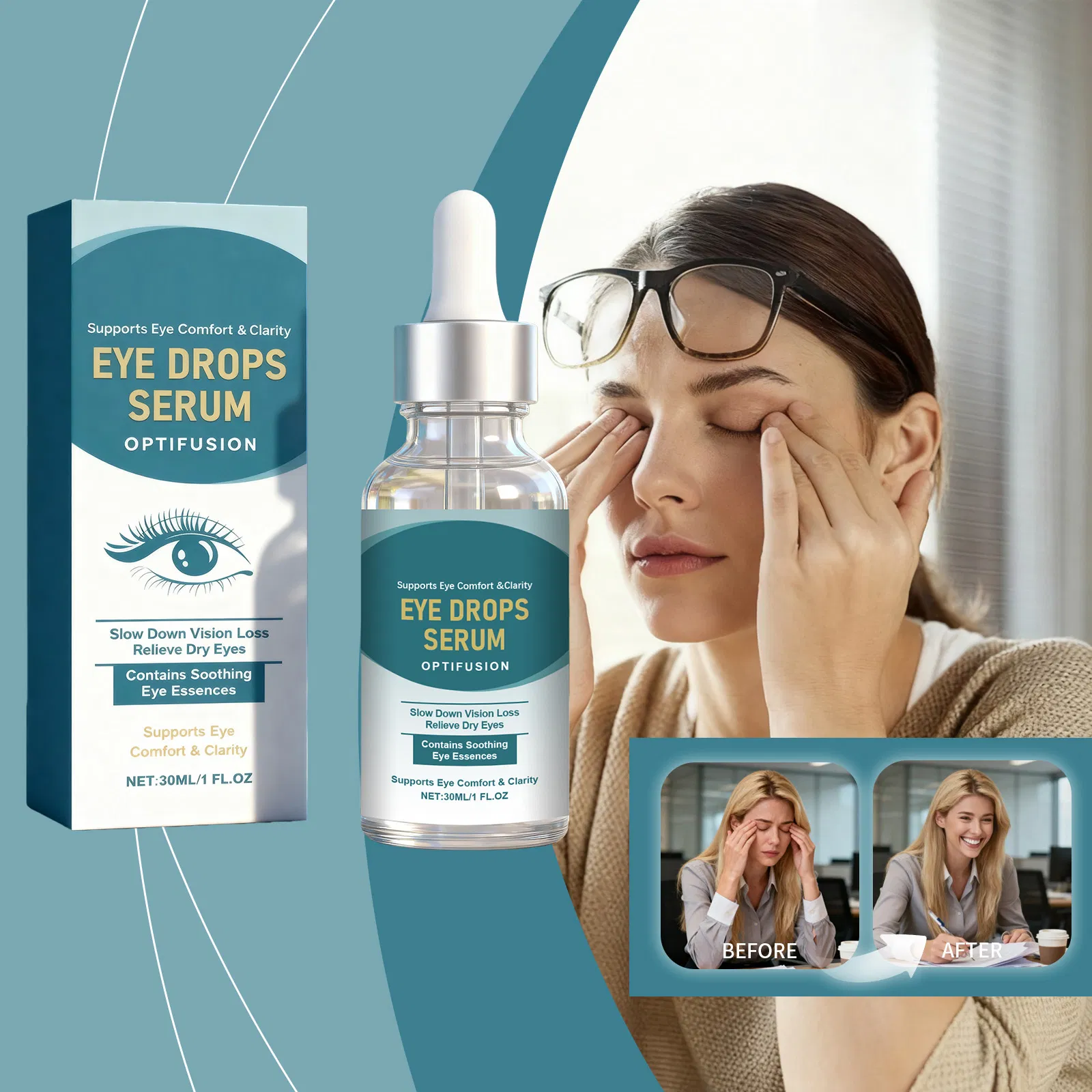 Private Label Eye Essence Anti-Wrinkle Serum Organic Formula Dark Circles Puffiness Drops Eye Serum for Dry