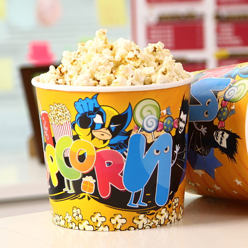 Customizable Disposable Popcorn Buckets & Snack Paper Cups - Food Packaging Boxes for Family Buckets, Theaters, Events