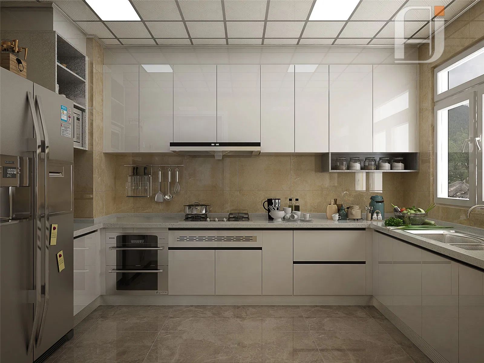White High Glossy Lacquer Kitchen Cabinets