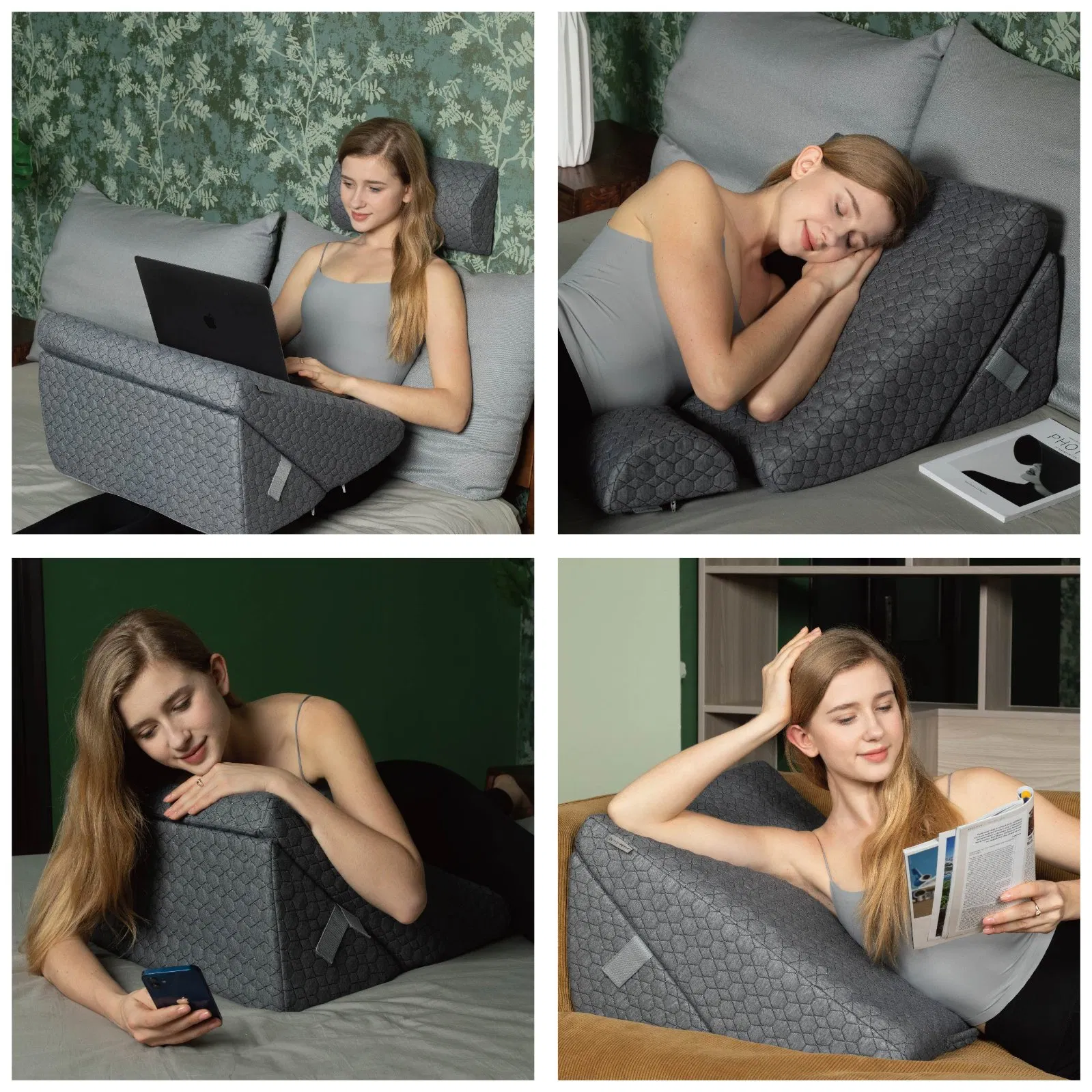 Memory Foam Adjustable Folding Bed Wedge Pillow for Legs and Back Pain with Extra Ergonomic Pillow