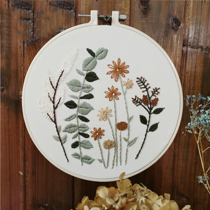 DIY Embroidery Kit Sewing Kit for Craft Lovers and Adult Beginners with Floral Pattern