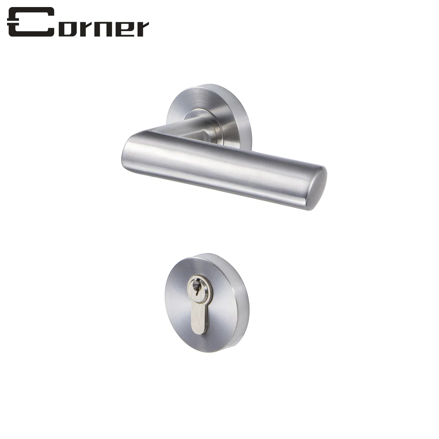 Modern Style Right Angle 304 Stainless Steel Bedroom Door Lever Handle