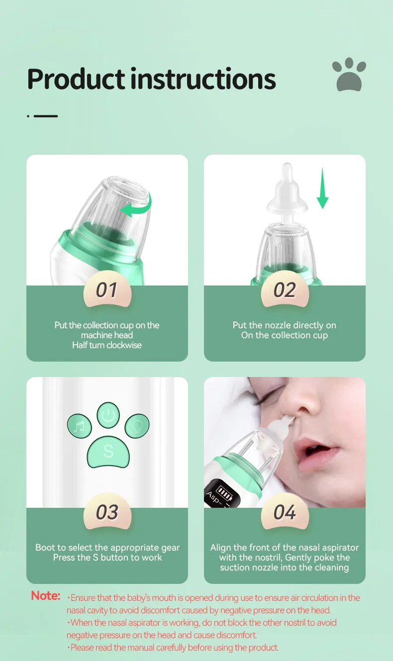 Adjustable Infant Nose Cleaner Baby Electric Nasal Aspirator with Soft Suction Nozzle