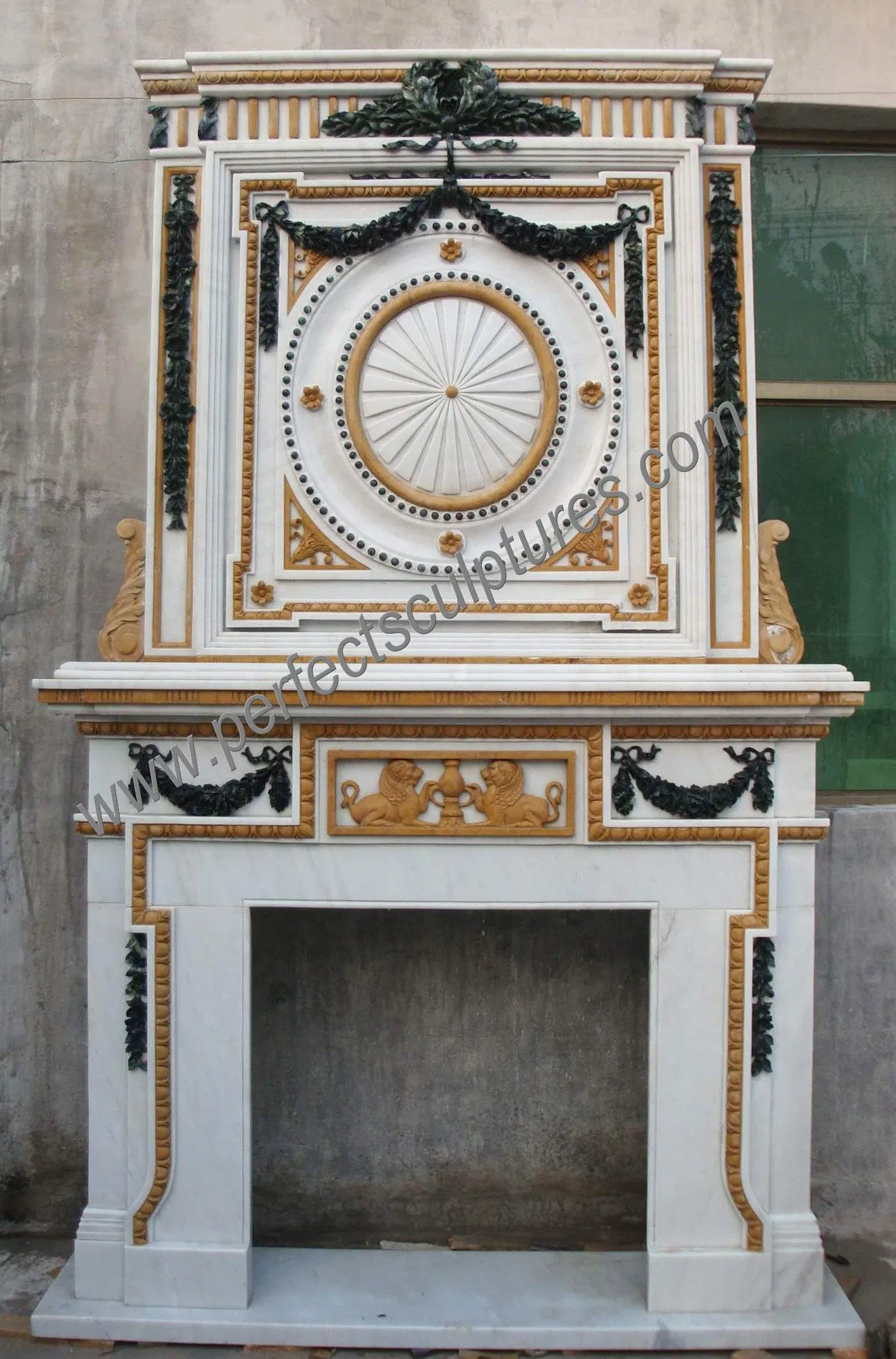 China Factory Wholesale Price Marble Fireplace with Double Colored Mantel (QY-LS319)