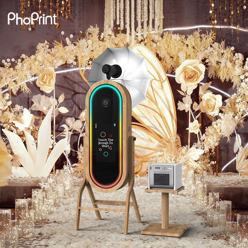 Portable Photo Booth Vintage Selfie Magic Mirror Photo Booth with Printer
