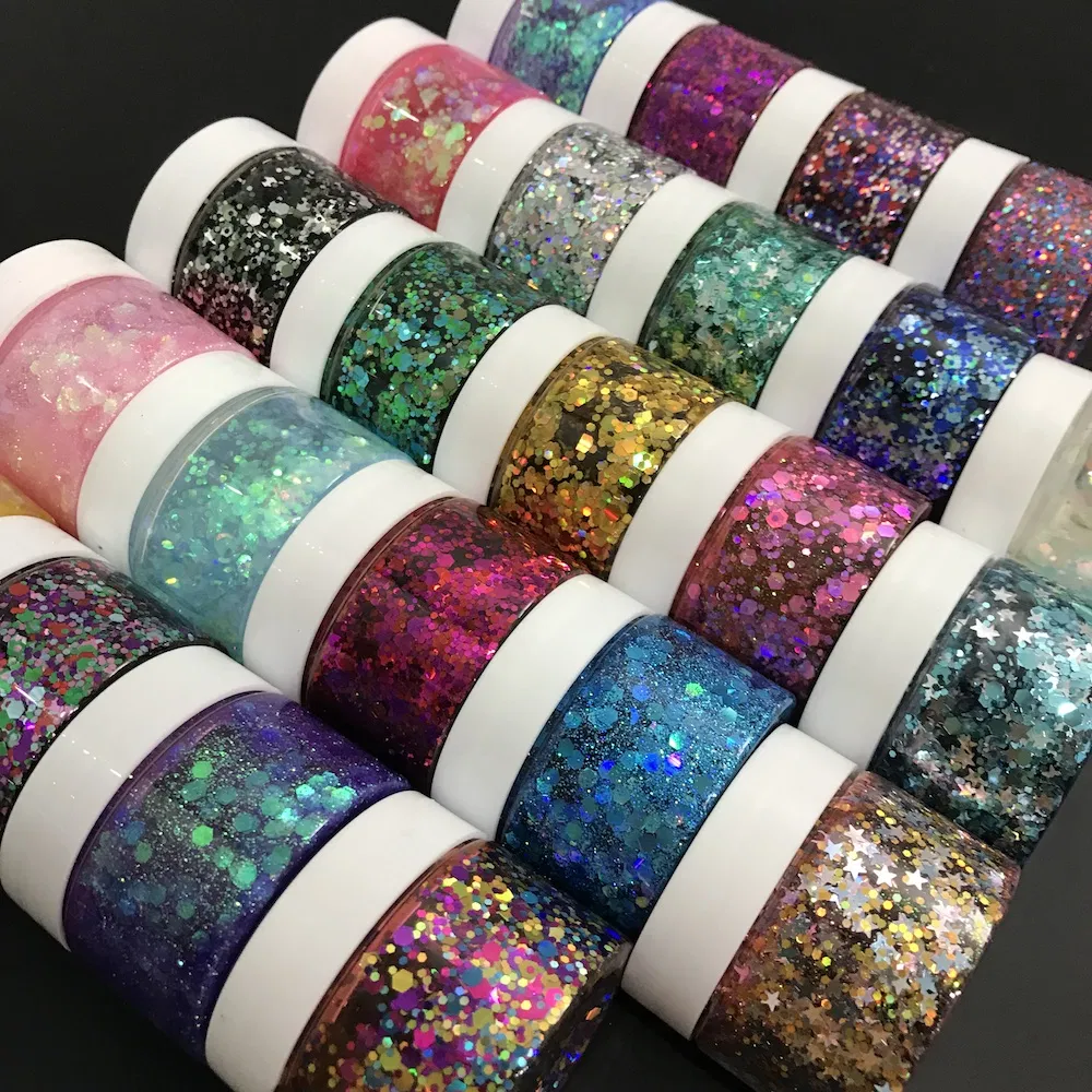 Eco Glitter Gel Peel-off Holographic Chunky Glitter Gel for Face Body Glitter