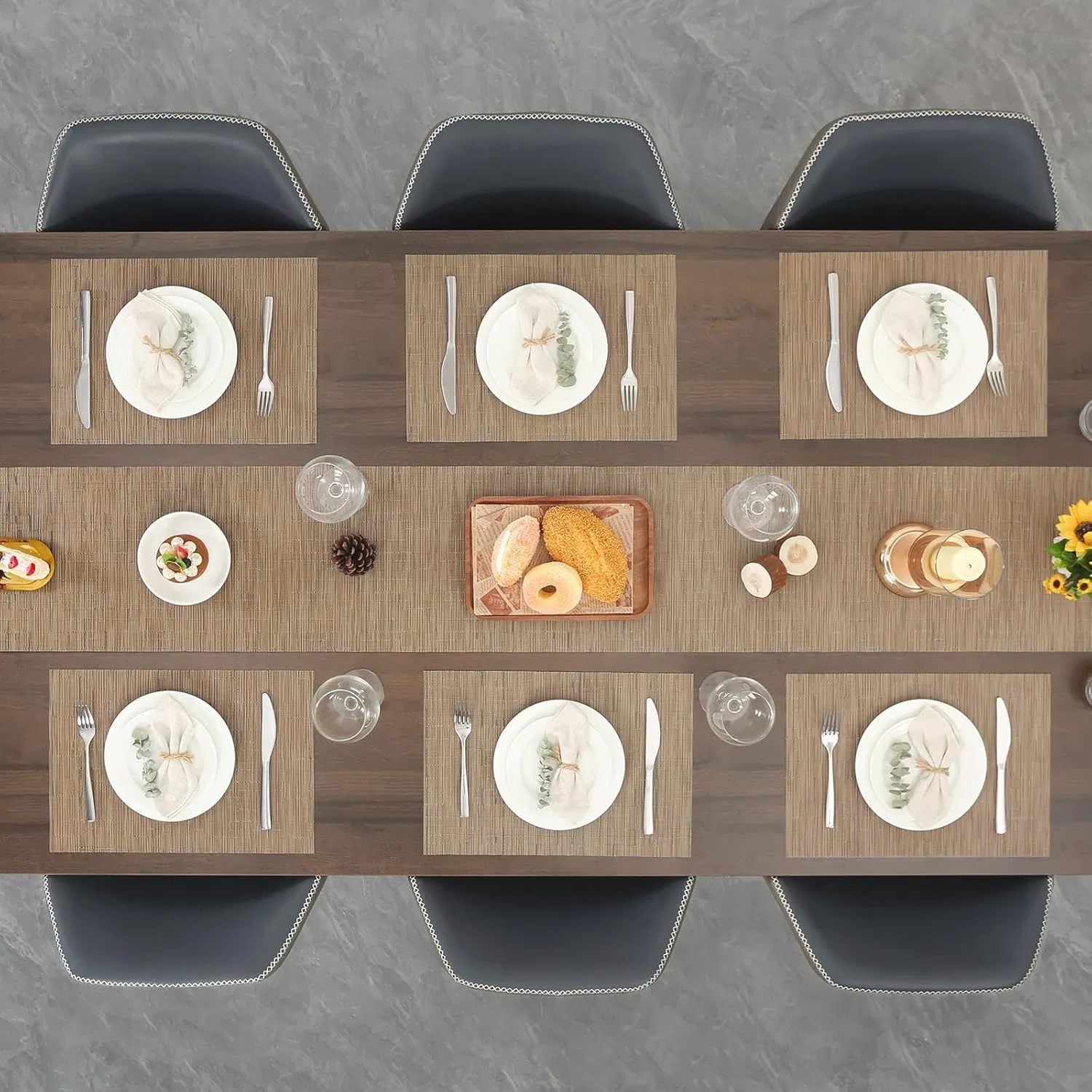Non-Slip Washable Oil Proof Waterproof Heat-Resistant Woven Vinyl Placemats for Kitchen Hotel