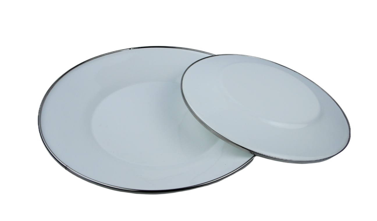 Cutom Logo 20cm 26cm Retro Steel Enamel Tableware Soup Plate Food Plate