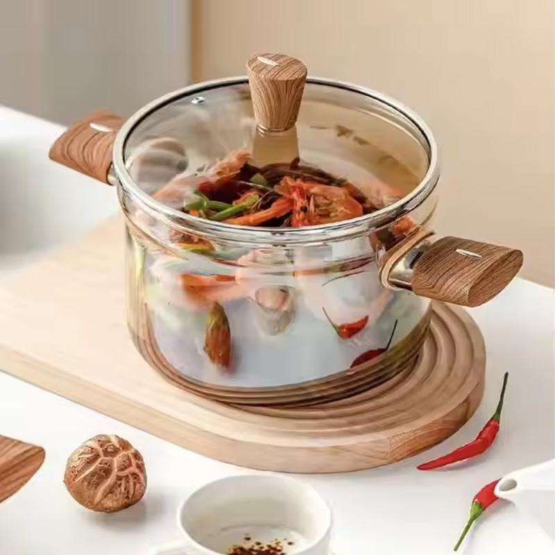 High Borosilicate Glass Milk Pot Eco-Friendly Amber Soup Pot and Chicken Wing Wood Electric Glass Pot
