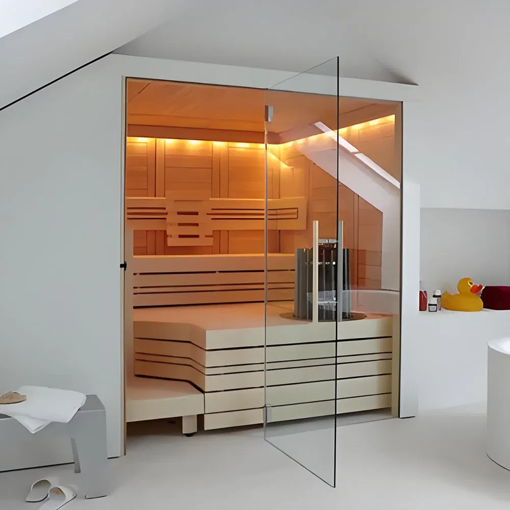 Квадратная сауна для дома с электроподогревом