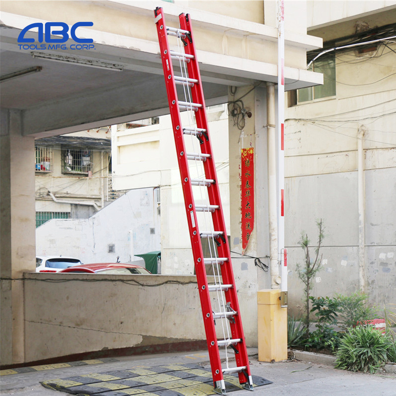 Type II Ia Fiberglass Straight Posting Multi Section Extension/Telescopic Ladder for Use Around Electricity