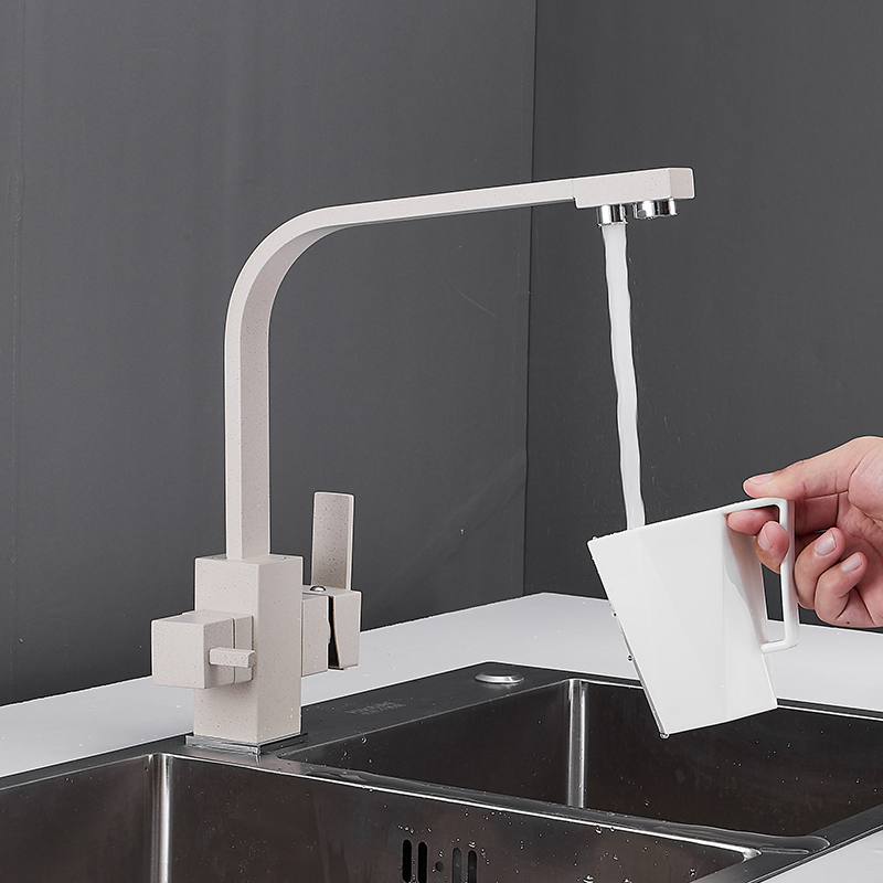Water Purification Filter 3 Way Kitchen Faucet Single Lever Brass Kitchen Tap