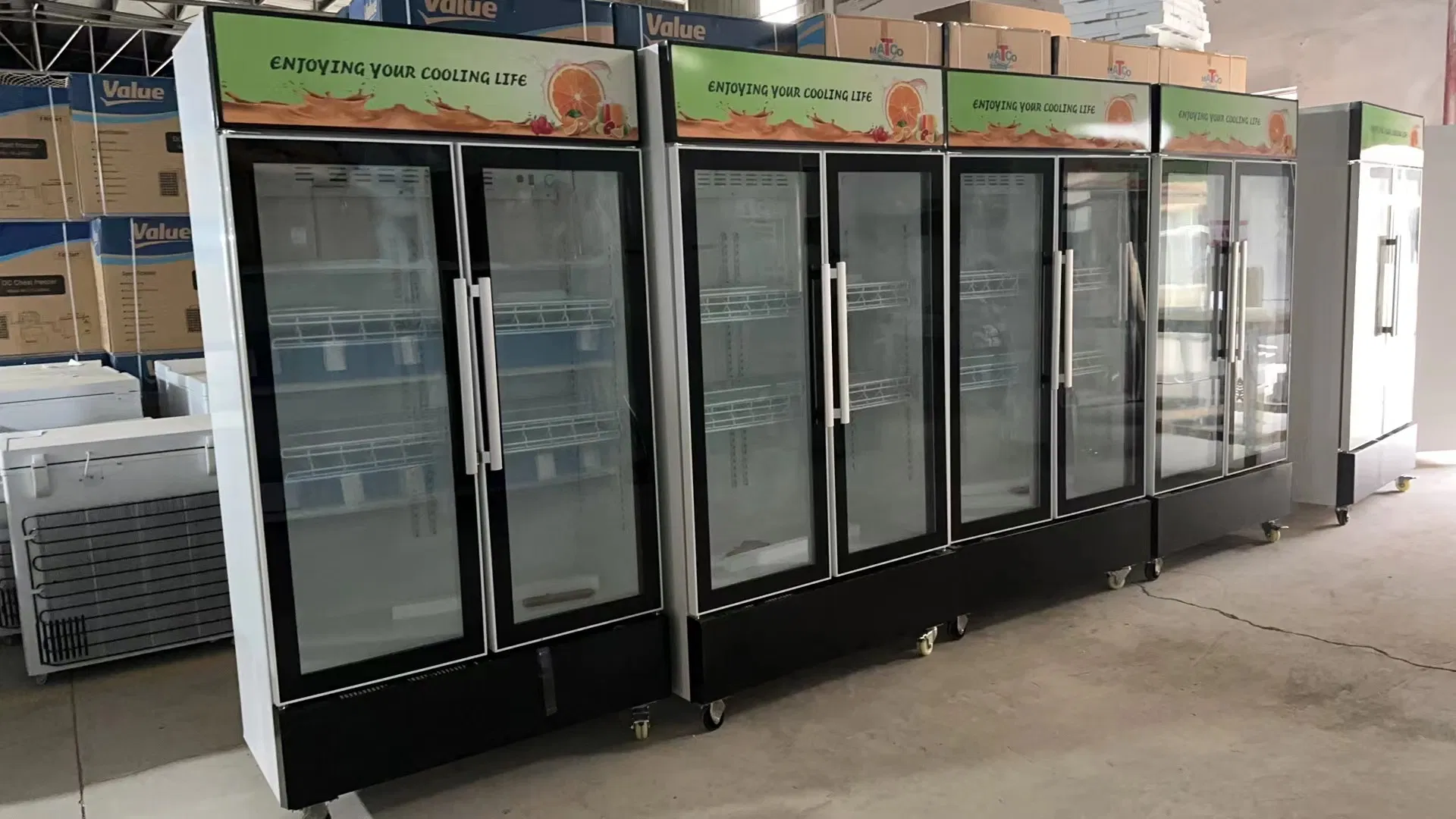 Super Market Double Glass Door up Right Show Case Display Cooler