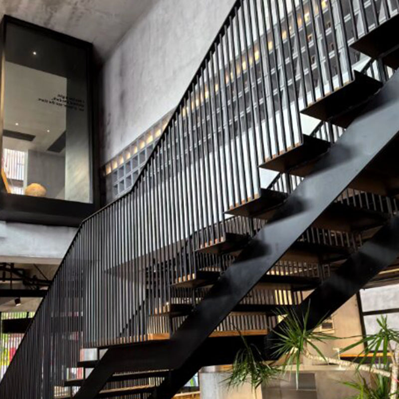 Modern Straight Design Indoor Steel Structure Floating Staircase