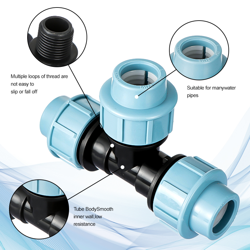 Ifan Farm Irrigation System Blue 20-110mm All Size Types PP Compression Thread HDPE Pipe Fitting