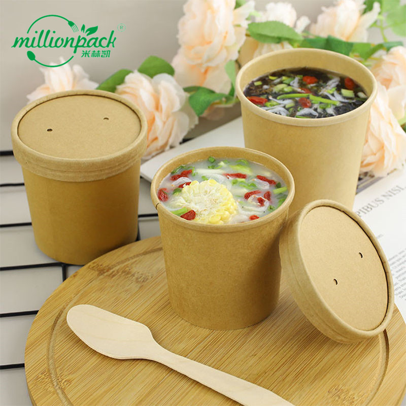 8/12/16/26/32 Oz Durable Kraft Paper Soup Bowl with Oil-Resistant Coating