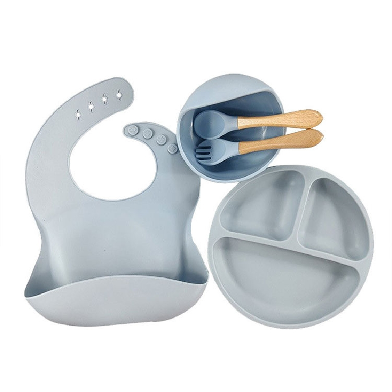 Divided 3 Areas Baby Toddler Plates Silicone Baby Kids Plate