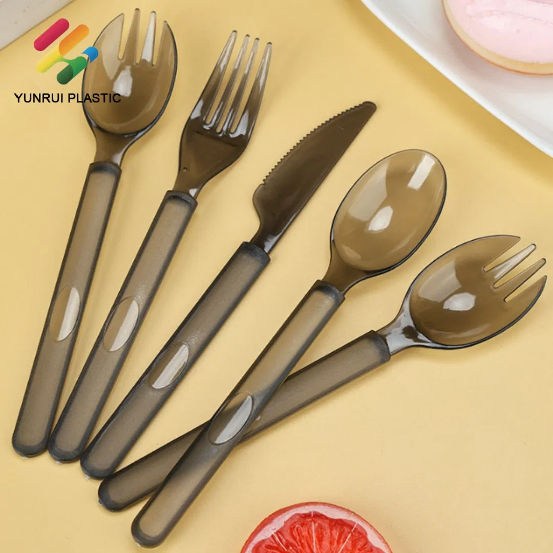 BPA Free Disposable Plastic PS 7-Inch, 2.1g Spoon Fork Knife Cutlery Set for Airline