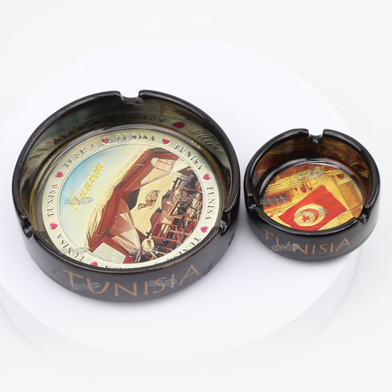 Wholesale Custom Logo Shape Antique Zinc Alloy 3D Metal Tourist Souvenir Cigar Pocket Ashtray