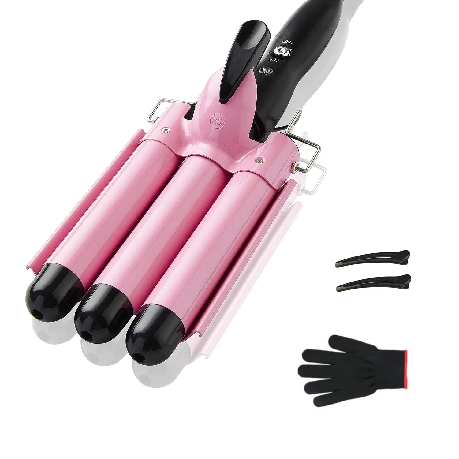 3 Barrel Curling Iron Hair Crimper Professional Hair Curling Wand with Two Temperature Control, Fast Heating Portable Crimpers for Waving