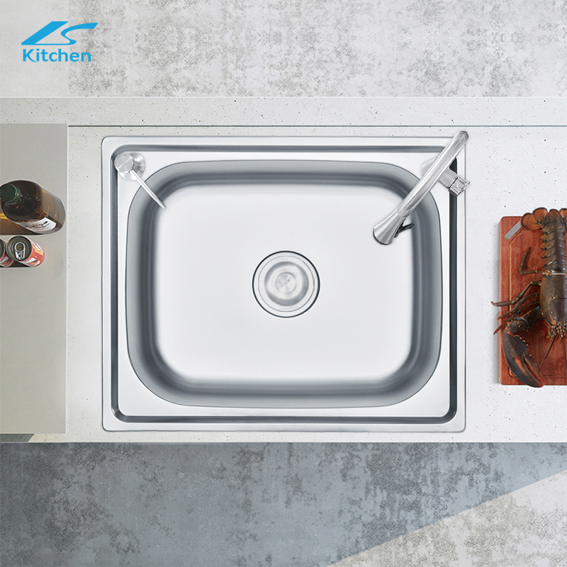 High Quality Single Bowl 201 Stainless Steel Kitchen Sink with Drain Board
