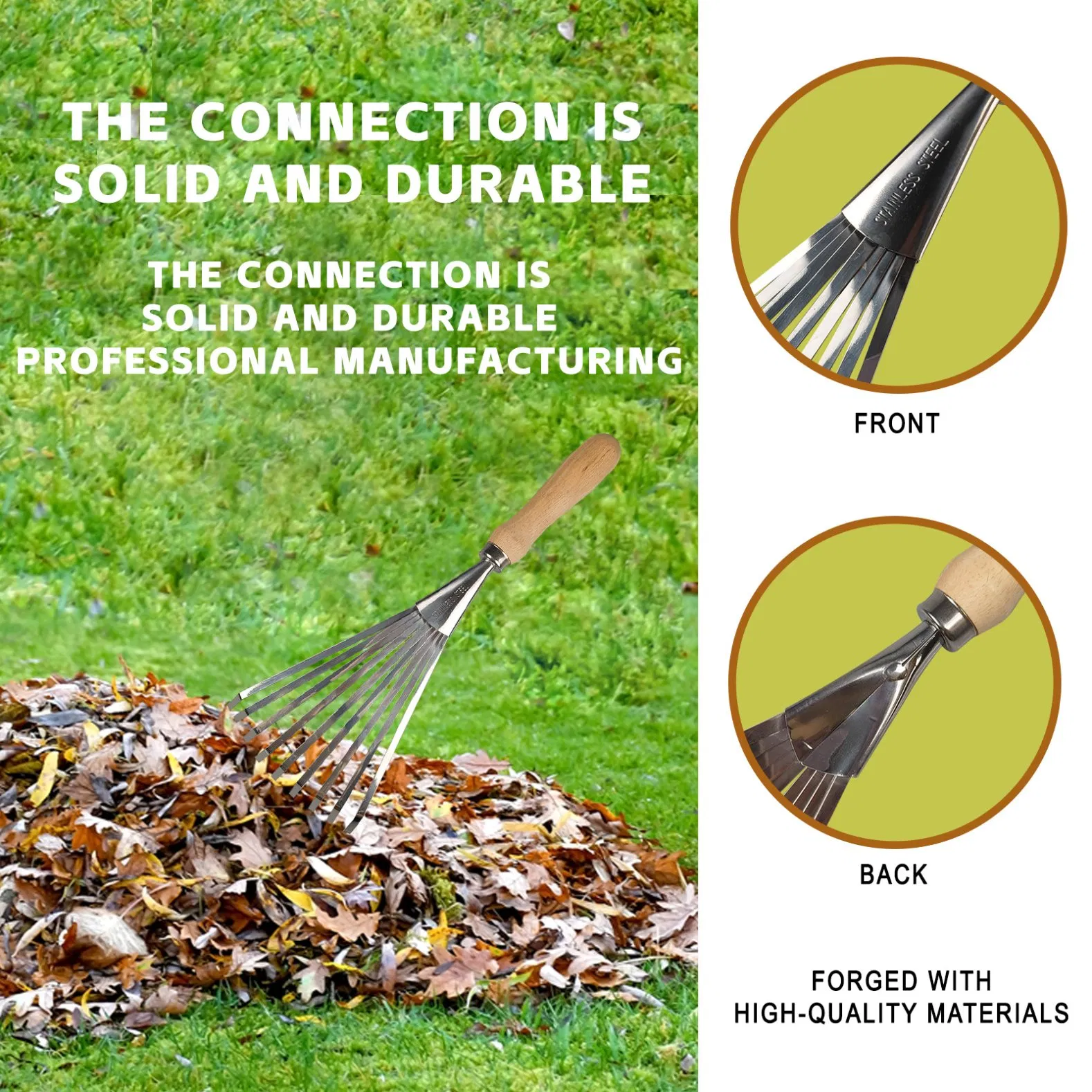 9-Teeth Rake Hand Cultivator Grass Rake Garden Cultivating Soil, Weeding, Leaves