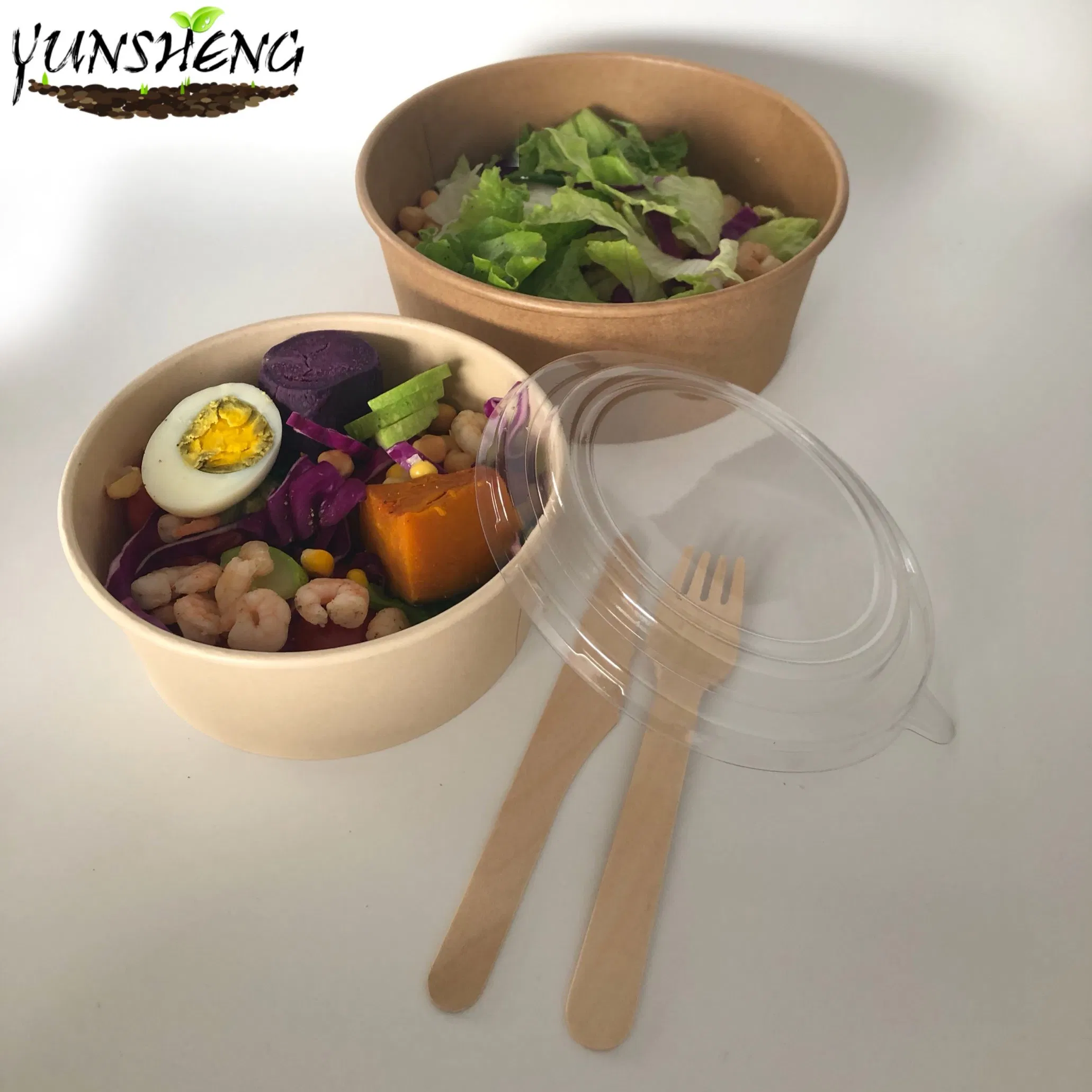 Wholesale Biodegradable Compostable Disposable Salad Bowl Kraft Food Packaging