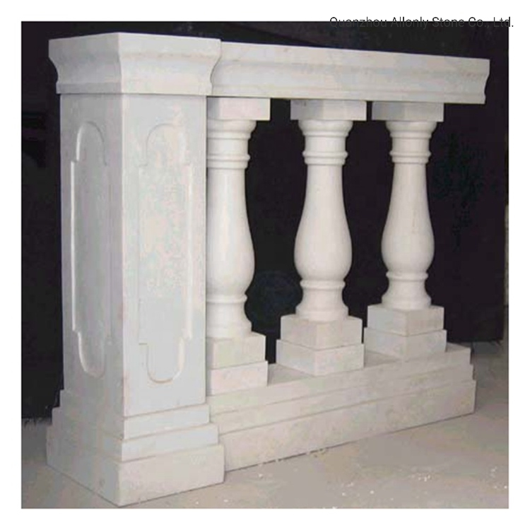Hand Carving Natural White Stone Balcony Baluster Railing for Marble Stair Handrail Design