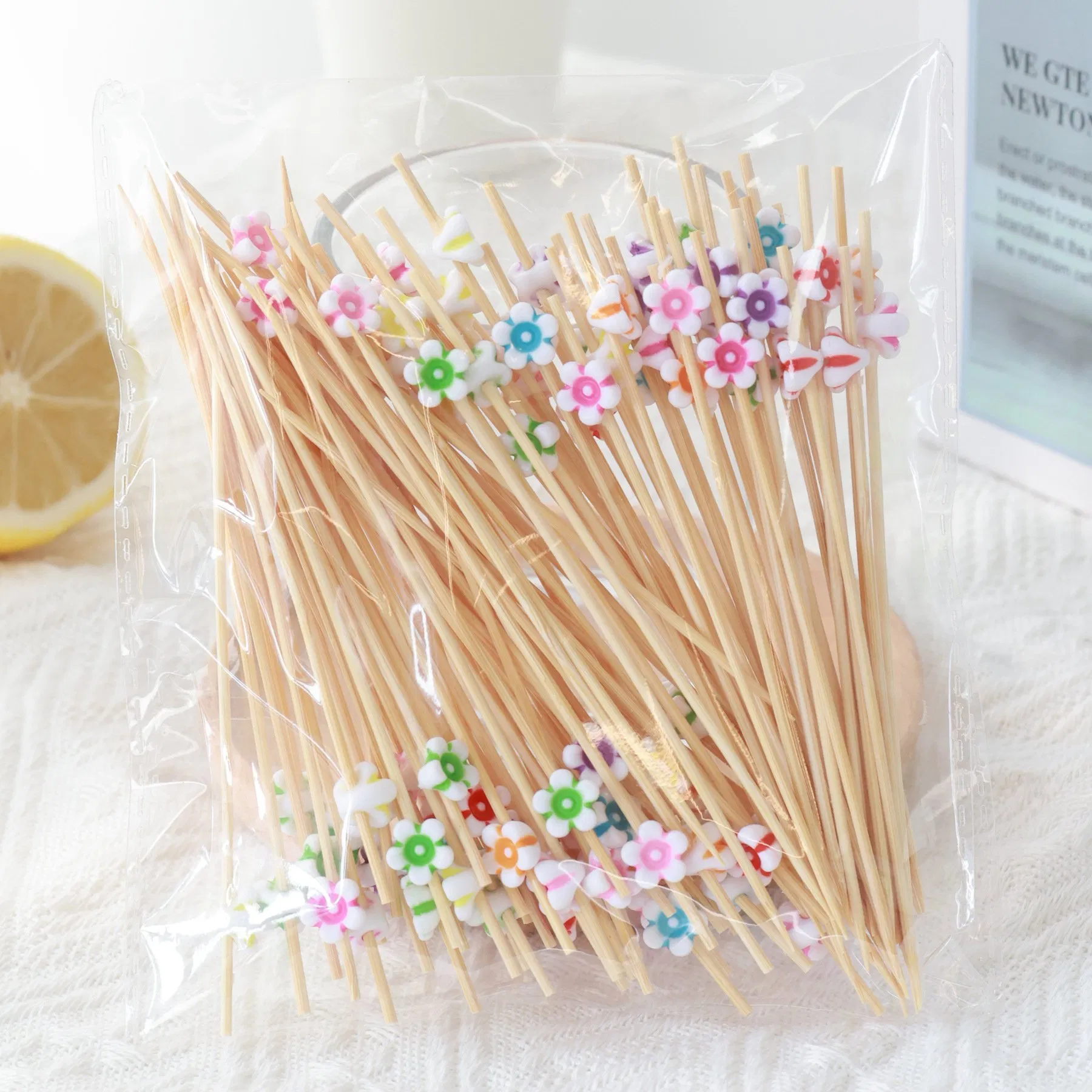 Wholesale 100PCS/Bag 12cm Bamboo Sticks Colorful Ball Fruit Cake Snack Bamboo Sticks for BBQ Tools