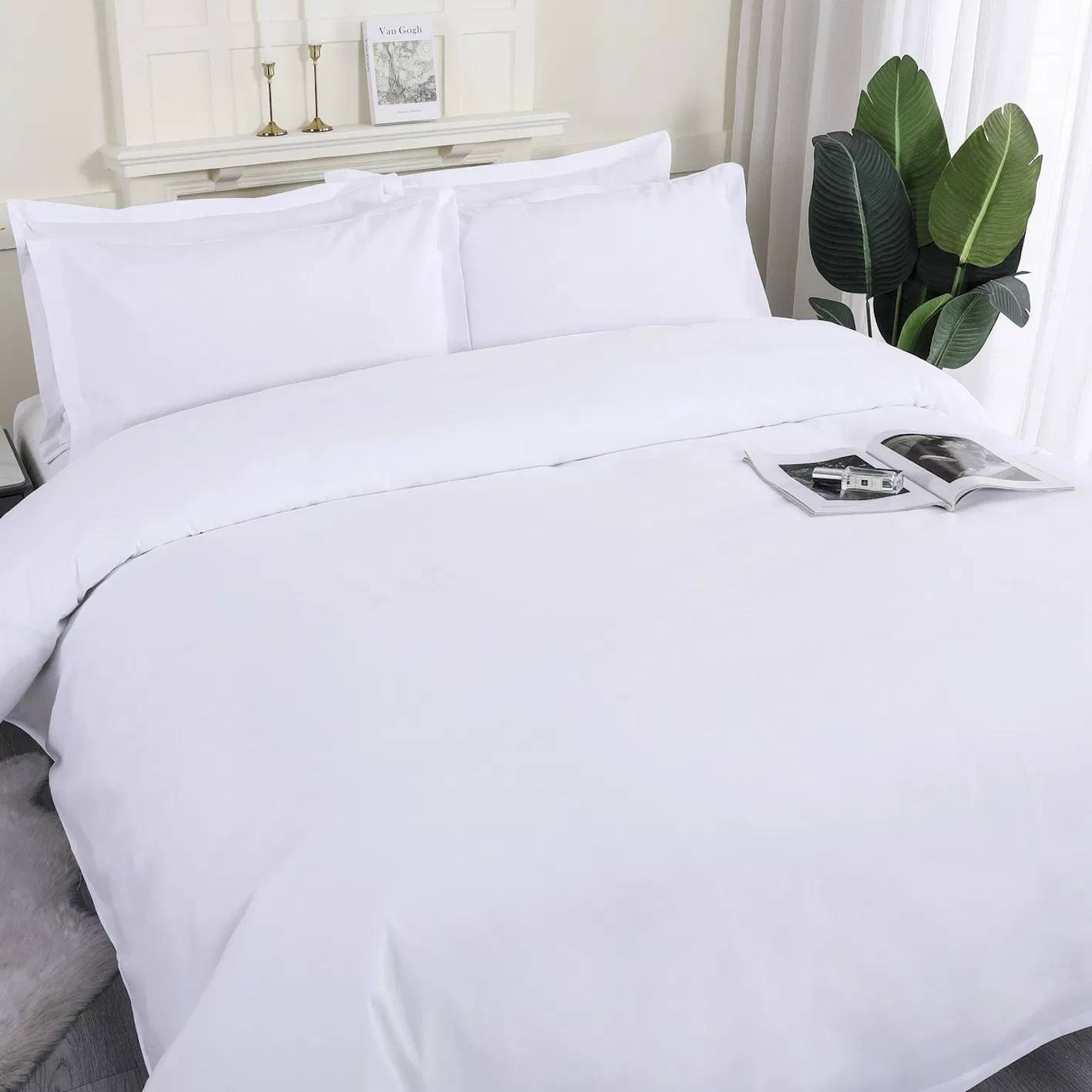 ODM/OEM King Queen Size Comforter Cover Sheet Set White Hotel Quilt Duvet Bed Cover Set Bed Linen White Bed Sheets Hotels 4 Pieces Microfiber Bedding Set