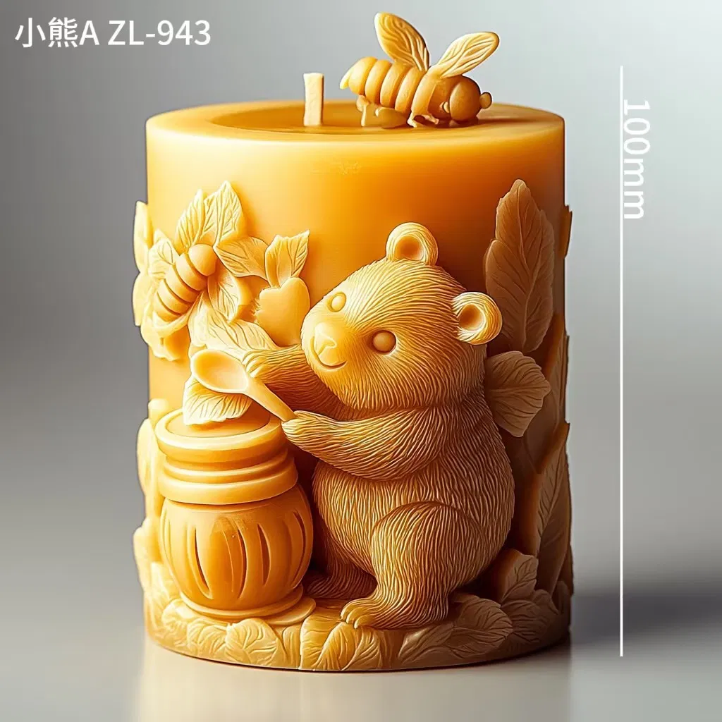 Силиконовая форма для свечи Медведь с сотами 3D
