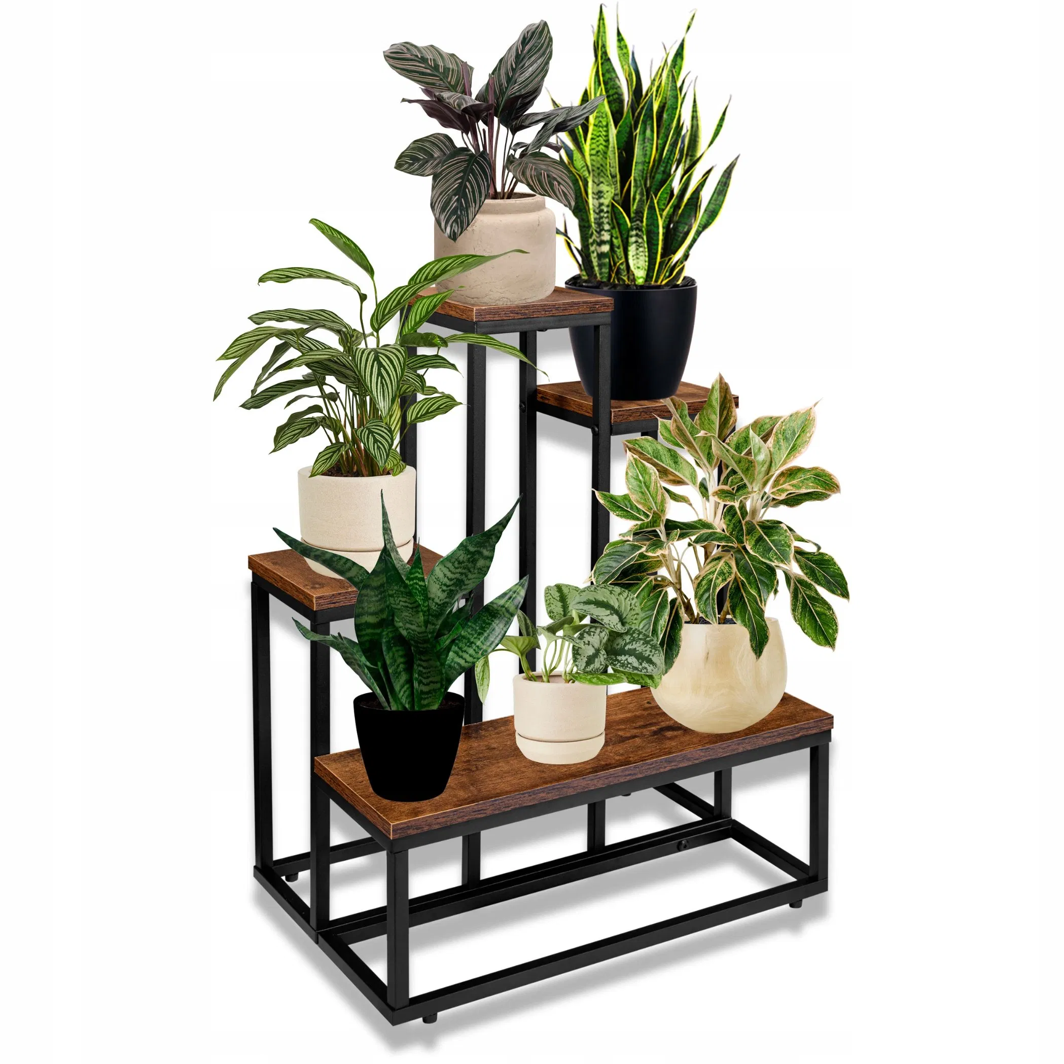 Large Tall Plant Stand Indoor Outdoor Wood Plant Shelf Multi-Tiered Flower Planter Holder Shelf Balcony Flower Rack