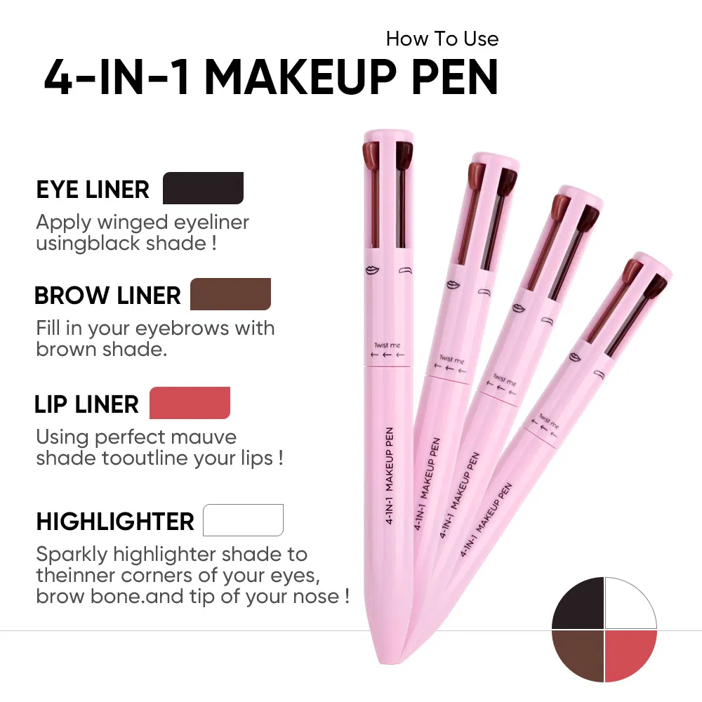 No Logo 4-in-1 Makeup Pen Highlighter Lip Liner Eyeliner Eyebrow Pencil Lip Liner Makeup Pen