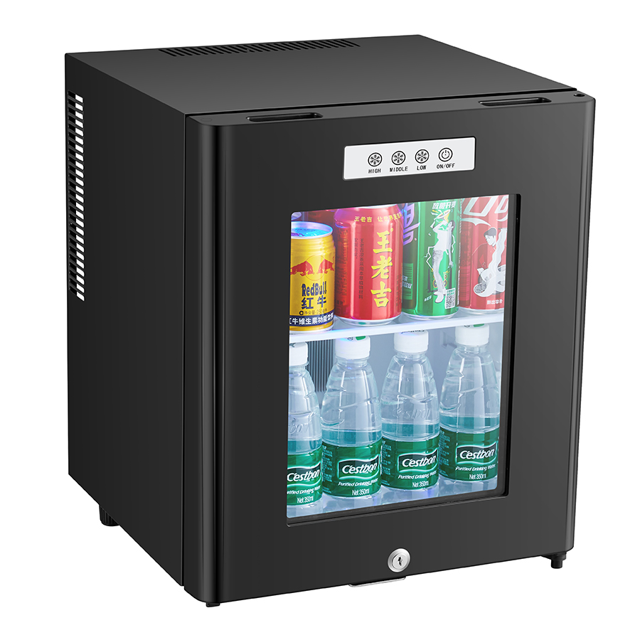 Silent Glass Door with Lower Grab Handle and Digital Thermostat Minibar Small Fridge for Guest Room