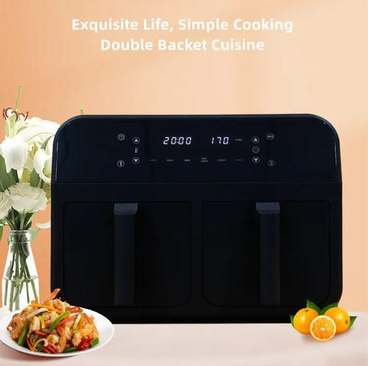 Two Baskets Air Fryer with Oil Free Freidora De Aire Cooking Dual Zones Digital LED Display Control Panel