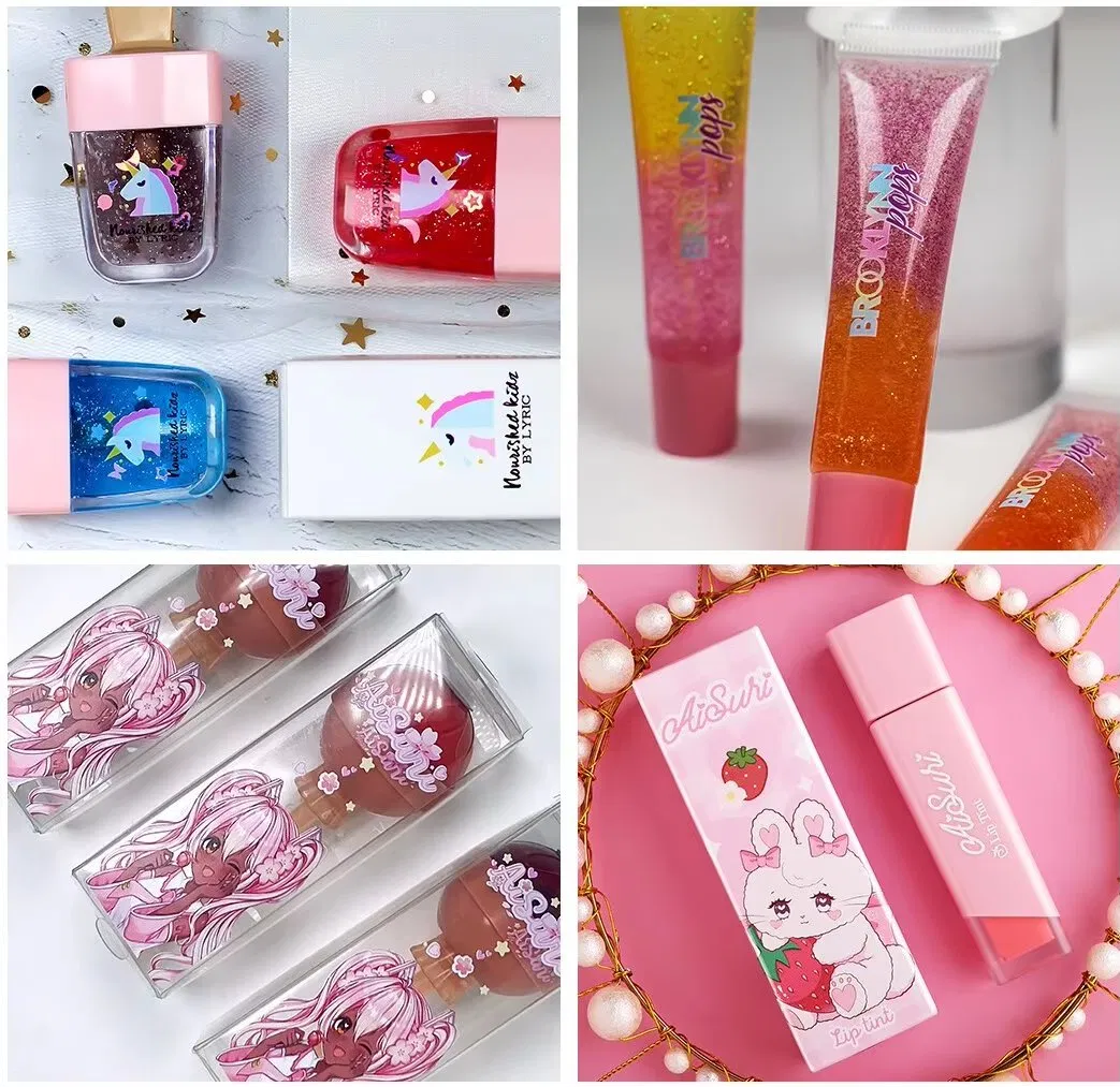 Private Label Wholesale Vegan Crystal Makeup Fruit Flavor Lipgloss Cute Lip Balm Oil